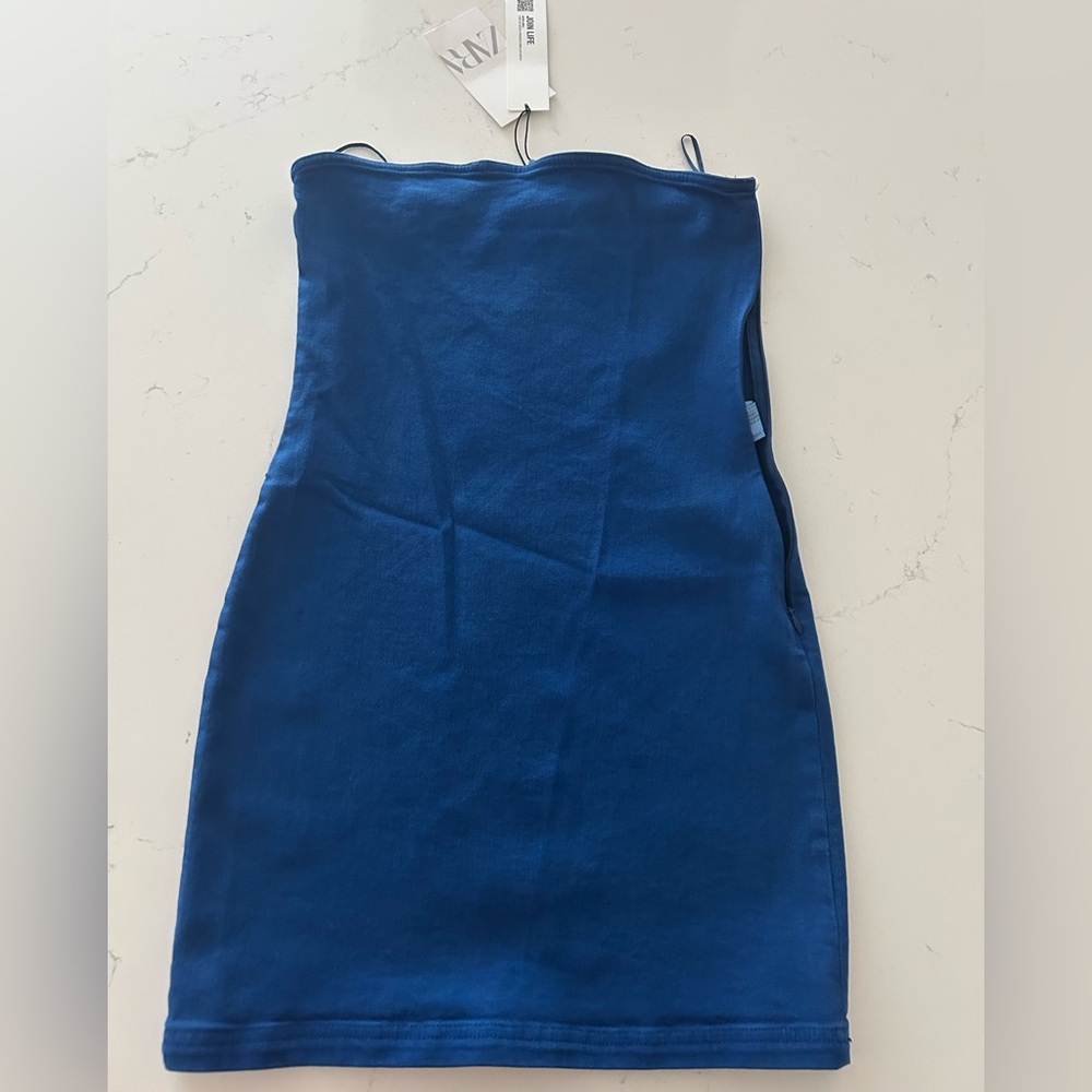 Zara Strapless Dress in Deep Blue